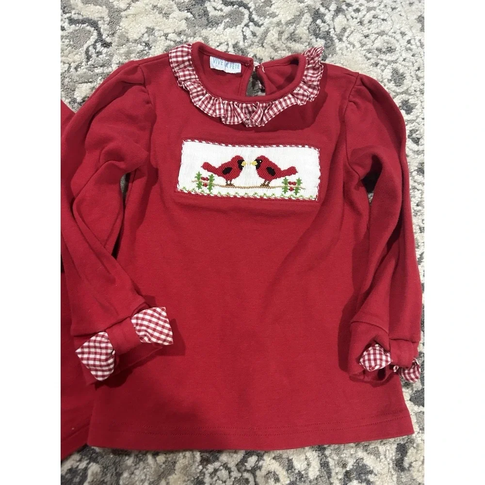 Vive La Fete‎ Lot of Two Smocked Tops Size 2t Red
